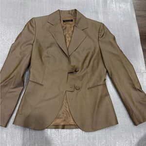 [36/US2]Marlowe Tan Wool Silk Blazer Two Buttons Made In Italy